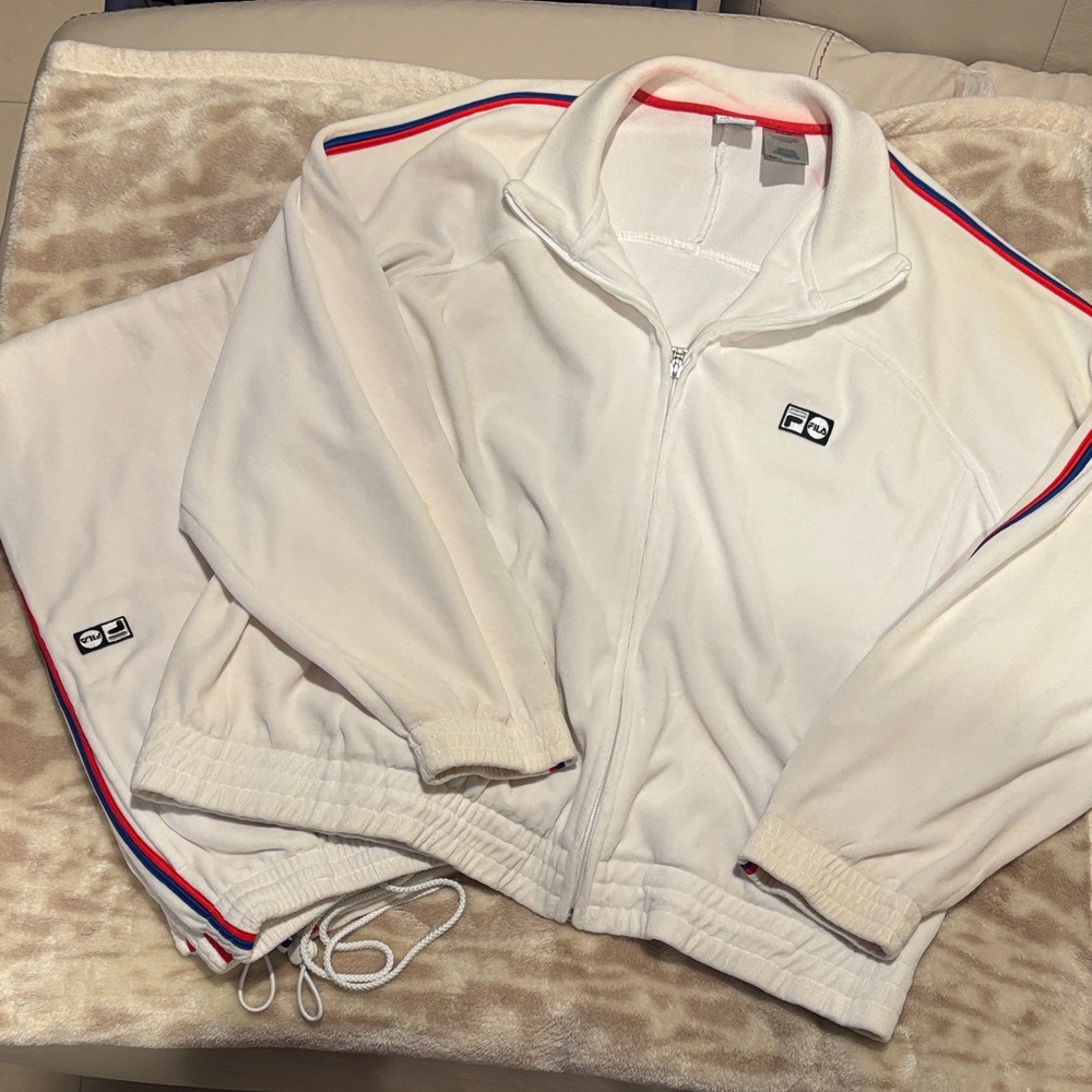 Fila White Jacket with Red and Blue Accents